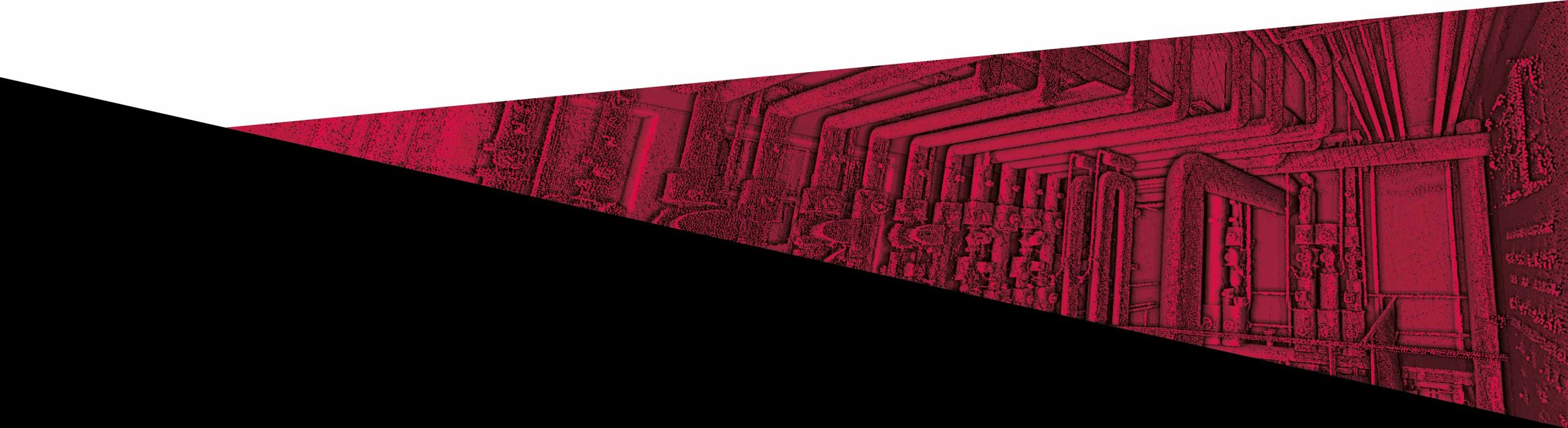 3D-Punktwolke einer technischen Anlage in einem Fabrikgebäude