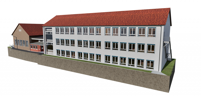 Grundschule Burtenbach, 3D-Vermessung von Schulgebäude und Außengelände